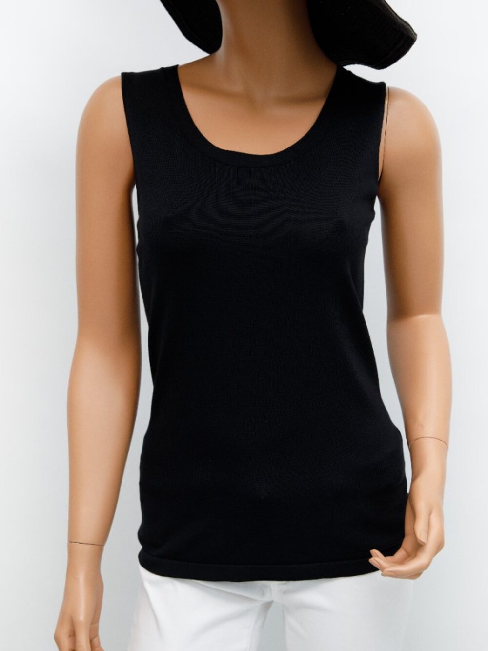 Lafayette 148 Black Silk Blend Stretch Tank Top Petite $400